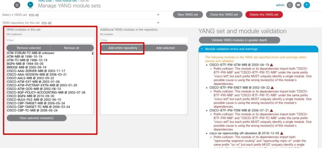 YANG Module Set