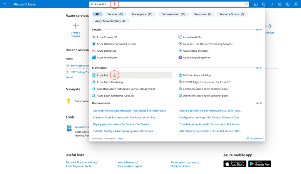Azure Bot and Resource Group
