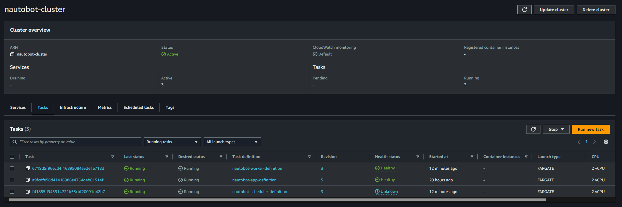 ECS Cluster Tasks